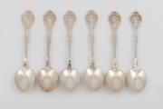 A set of six Australian silver teaspoons with kangaroo decoration (after George Stubbs' famous backward looking kangaroo), 20th century, stamped "HAWKE, 925", 12.5cm long, 126 grams total