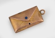 BOER WAR INTEREST: 9ct gold charm in the form of an envelope with enamel decoration, engraved "TOM". - 2