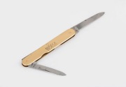 WENDT of Adelaide rare 18ct yellow gold pocket pen knife with double blade, engraved "H.H.B.", 19th century, stamped "WENDT, 18ct", ​​​​​​​7cm long when closed, 21.2 grams total including blades - 2