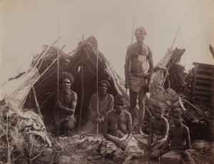 CHARLES BAYLISS (1850-1897), albumen paper photograph, circa 1885, titled verso "Queensland blacks"; with BAYLISS, SYDNEY blindstamp at lower left corner, 15 x 19.5cm.