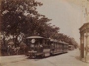 HENRY KING (1855-1923), albumen paper photographs of Sydney steam trams, numbers 32 (in Market Street), and 35 (passing Hyde Park), circa 1900, both approx. 15 x 20cm. (2).