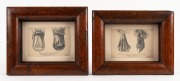 DUCK-BILLED PLATYPUS two anatomical pencil sketches with captions, dated 1855 and signed lower right "A.F.J.", both housed in Australian cedar frames, ​​​​​​​20 x 25cm each overall