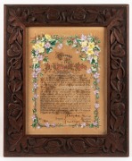 "PRESENTED TO MR. EDWARD HONEY by the committee and members of the Band Of Hope and Sunday School Teachers of the Congregational Church, Ramsgate&nbsp;on the occasion of his retirement......" hand-painted illuminated certificate, dated April 1909; housed in a 