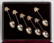 ADVANCE AUSTRALIA set of six antique sterling silver teaspoons, in a plush fitted box, made in Birmingham, circa 1896, ​​​​​​​10.4cm high, 58 grams total