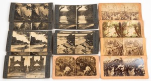 A group of five stereoview cards published by B.W. KILBURN of Littleton, New Hampshire featuring the New South Wales Exhibit at the Columbian Exposition of 1893, scenes at the Royal Easter Show in Sydney and the Russell Falls, Tasmania; also nine "L & H Stereographs" cards of views in and around Sydney. (Total: 14).