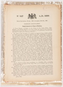 [PATENT APPLICATIONS] A group of Provisional and Complete Applications, lodged in 1896-99 "Under International Convention" and all emanating from inventors in the Australian Colonies; including "Improvements in Starting Machines for Horse Races and the li