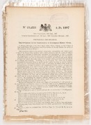 [PATENT APPLICATIONS] A group of Provisional and Complete Applications, lodged in 1896-99 "Under International Convention" and all emanating from inventors in the Australian Colonies; including "An Appliance for Connecting Braces or other Suspenders to Ga