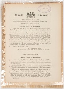 [PATENT APPLICATIONS] A group of Provisional and Complete Applications, lodged in 1896-99 "Under International Convention" and all emanating from inventors in the Australian Colonies; including "An Improved Automatic Flushing Cistern." from James Minto of