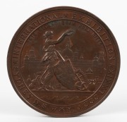 MEDAL: 1879 SYDNEY INTERNATIONAL EXHIBITION large bronze medal by Wyon (76mm), engraved on reverse to "JAMES DUNNACHIE - FIRE BRICKS and FIRE CLAY APPARATUS - FIRST PRIZE". Colman & Glendenning of Scotland exhibited their specialized fire clay products a