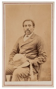 F.H. DUFTY of LEVUKA, FIJI: carte-de-visite bearing an albumen paper photograph of an elegantly dressed local dignitary or official, circa 1870s; overall 10 x 6cm.