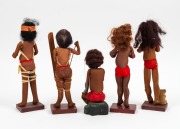 BROWNIE DOWNING group of five stockinette Aboriginal dolls, ​​​​​​​27cm high - 2