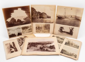 TASMANIA: A range of John Watt BEATTIE albumen paper photographs of various sizes, laid down on album pages. Images include Kingston, Brown River; Port Arthur; Salmon Ponds, New Norfolk; Interior Peter Dudley's Cave; The Huon at Port Cygnet; The Water Wor