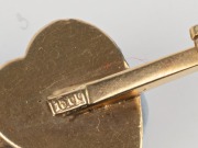 An antique 15ct yellow gold and seed pearl sword and heart brooch, 19th/20th century, stamped "15ct", 3.2cm wide, 2.8 grams - 2
