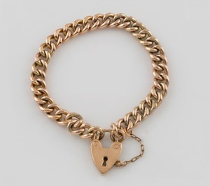 WENDT of Adelaide, child's 9ct yellow gold bracelet with heart lock, 19th century, 13cm long, 11.4 grams