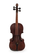 A rare antique Australian violin, hand crafted in cedar with Queensland silky oak back, and hand-made tuning pegs, 19th century, ​​​​​​​bearing pencil inscription "BENNETT MAKER", housed in a period ebonized timber coffin case, 58.5cm long - 2