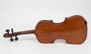 A rare antique Australian violin, hand crafted in cedar with Queensland silky oak back, and hand-made tuning pegs, 19th century, ​​​​​​​bearing pencil inscription "BENNETT MAKER", housed in a period ebonized timber coffin case, 58.5cm long - 7