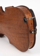 A rare antique Australian violin, hand crafted in cedar with Queensland silky oak back, and hand-made tuning pegs, 19th century, ​​​​​​​bearing pencil inscription "BENNETT MAKER", housed in a period ebonized timber coffin case, 58.5cm long - 8