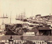 TASMANIA: An attractive leather & buckram bound album containing an extensive collection of unattributed albumen paper photographs of Tasmania, circa 1880s-90s. Various sizes, up to 23 x 29cm; all laid down on thick album pages. (Total: 59 images). - 2