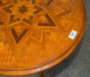 ANTON SEUFFERT (1815-1887) New Zealand, fine and rare tilt-top wine table with mottled Kauri tapering barley twist stem and three scroll legs, radiating starburst marquetry top with lozenge parquetry ground, inlaid with numerous native timbers, circa 1870 - 11