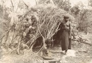 [ABORIGINAL WOMEN]: A group of six albumen paper photographs or varying sizes and unknown photographers; 2 appear to be studio studies, 3 are individual portraits and one depicts two women in front of their hut made of leaves and branches;&nbsp;the largest 20 