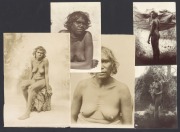 [ABORIGINAL WOMEN]: A group of six albumen paper photographs or varying sizes and unknown photographers; 2 appear to be studio studies, 3 are individual portraits and one depicts two women in front of their hut made of leaves and branches;&nbsp;the largest 20 - 2