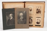 A brown leather-bound album (faults) containing circa 1870s-90s cartes-de-visite from predominantly BALLARAT and MELBOURNE studios; several larger format images noted and a small tintype; approx. 80 images. - 3