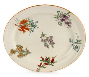 WEDGWOOD "Australian Flora" antique English porcelain meat platter, Staffordshire England, circa 1880, stamped "Australian Flora" and impressed "WEDGWOOD", 42.5cm wide