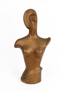 WILKEN & JONES of DARLINGHURST, SYDNEY: Rare Modernist Art Deco shop mannequin, gold painted papier mâché on inserted wooden base with manufacturer's stamp, circa 1930s, 66cm high.