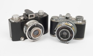 VARIOUS MANUFACTURERS: Two small viewfinder cameras - one c. 1947 SEM Kim with Cross 45mm f2.9 lens, and one c. 1948 Bolta Photavit 828 with Radionar 37.5mm f3.5 lens. (2 cameras)