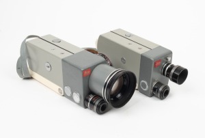 LEITZ: Two c. 1960 8mm movie cameras - one Leicina 8S with Dygon 9mm f2 lens, together with one Leicina 8V with Variogon 8-48mm f1.8 lens. (2 movie cameras)