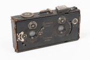 CONTESSA: Duchessa Stereo 45 x 107mm plate&nbsp;strut-folding stereo camera, c. 1913, with twin Tessar 65mm f4.5 lenses and&nbsp;Compur shutters.