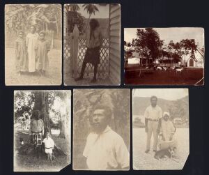 REVEREND WILLIAM WATT (1843 - 1926), A group of original photographic prints, circa 1890s, identified verso as being from TANNA in the NEW HEBRIDES (now Vanuatu); one with Rev. W. Watt's handstamp, but all appear to be by him. Mostly with the identity of the subject notated in pen; and all approx. 15 x 10.5cm. (6).