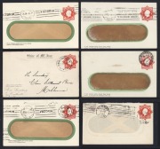 STAMPED TO PRIVATE ORDER ENVELOPES: A study of several KGV types: 1922-23 2d red Octagonal KGV (BW:ES61 x 7), 1928-37 1d green oval KGV (BW:ES64 x 40 used, 3 unused),1928-30 1&frac12;d red oval KGV (BW:ES69 x 9 used, 1 unused), 1930 TWO PENCE on 1&frac12;d red oval KGV