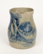 MERRIC BOYD pottery jug with hand-painted sgraffito landscape decoration, incised "Merric Boyd, 1935", 13cm high, 14cm wide - 2