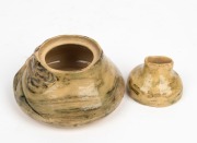 MERRIC BOYD lidded pottery bowl with landscape decoration, incised "Merric Boyd, 1946", 7.5cm high, 9.5cm wide - 3