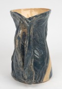 MERRIC BOYD impressive pottery vase with double windswept handles and unusual modelled shearer's arm decoration, incised "Merric Boyd, 1947", 21cm high, 20cm wide - 2