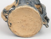 MERRIC BOYD impressive pottery vase with double windswept handles and unusual modelled shearer's arm decoration, incised "Merric Boyd, 1947", 21cm high, 20cm wide - 5