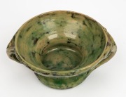 MERRIC BOYD green glazed two-handled pottery vase with windswept tree decoration, incised "Merric Boyd, 1927, Australia", ​​​​​​​10cm high x 23cm wide - 5