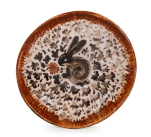 ARTHUR MERRIC BOYD, NEIL DOUGLAS and JOHN PERCEVAL Murrumbeena Pottery rabbit dish, incised "A.M.B. Neil Douglas, J.P.", 17cm diameter