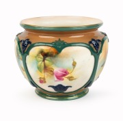 ROYAL WORCESTER&nbsp;antique English porcelain jardiniere with hand-painted rose decoration, signed "F. J. BRAY", circa 1911, green factory mark to base, 13.5cm high, 17cm wide - 2