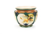 ROYAL WORCESTER&nbsp;antique English porcelain jardiniere with hand-painted rose decoration, signed "F. J. BRAY", circa 1911, green factory mark to base, 13.5cm high, 17cm wide - 3