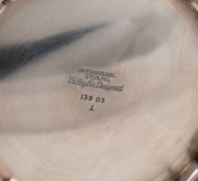 LA PAGLIA design four piece sterling silver tea set, 20th century, stamped "INTERNATIONAL STERLING, LA PAGLIA", the largest 22cm high, 3126 grams total including timber handles and finials - 3