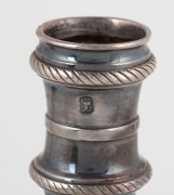 A fine pair of solid cast sterling silver candlesticks with engraved crests, made in London, circa 1765, 24cm high, 1038 grams total - 9