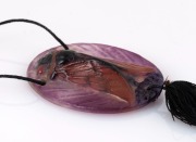 GABRIEL ARGY ROUSSEAU pate de verre French glass cicada pendant, signed "G.A.R." ​​​​​​​6.5cm high - 2