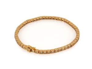 CARTIER 18ct yellow gold and brilliant cut white diamond "Tennis" bracelet, stamped "CARTIER, 750", 17.5cm long, 15.2 grams total