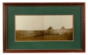 AUSTRALIAN FORCES CAMPED AT THE GREAT PYRAMIDS OF GIZA, EGYPT: Black and white two page albumen panoramic view, 22 x 49.5cm, 44 x 71cm overall - 2
