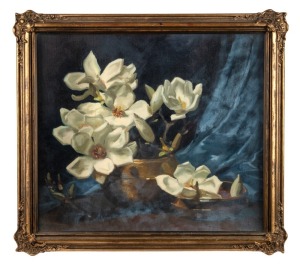 VIOLET McINNES (1892 - 1971), Magnolias, oil on canvas on board, signed lower right "Violet McInnes", housed in Thallon gilt frame, 52 x 59cm, 62 x 70cm overall