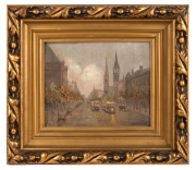 FABIOLA TUOMY (1875-1967), (Collins Street, Melbourne), oil on canvas board, signed lower right "Fabiola Tuomy", 19.5 x 24.5cm, 35 x 40cm overall - 2