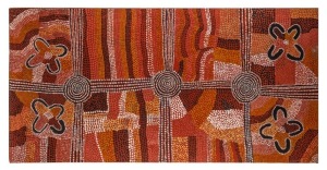 OLD MICK WALLANKARRI TJAKAMARRA (c.1910-1996), "Wild Potato Dreaming", ​​​​​​​oil on canvas, with Papunya Tula Artists documentation and catalogue number verso, 121 x 60cm,