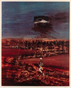 SIDNEY NOLAN (1917-1919), Ned Kelly and Mounted Trooper, lithograph, 27/60, signed lower right "Nolan", ​​​​​​​66 x 53cm, 88 x 72cm overall